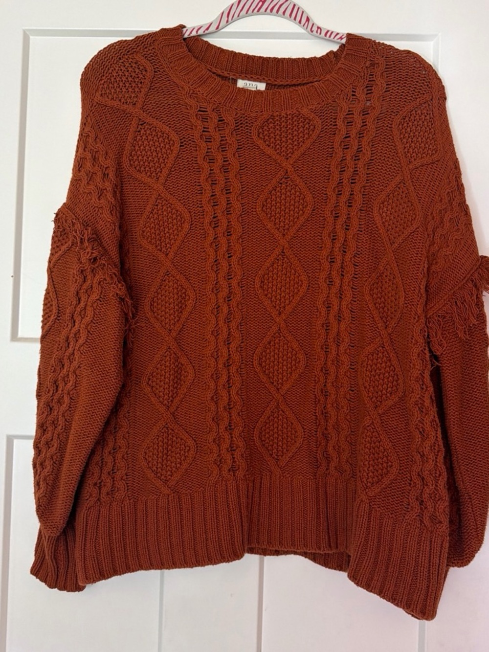 a.n.a Rust Cable Knit Scoop Neck Sweater